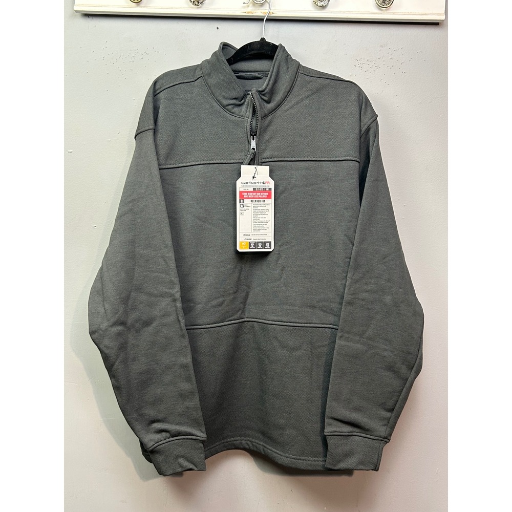 Carhartt FR Pullover Mens XL Gray Rain Defender Mock Neck Fleece OJ5012-FRM NEW